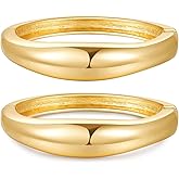 AYWFCBF 2pcs Gold Bangle Bracelets for Women, Trendy Hinged Cuff Open Wide Chunky Gold Bracelet Stack Arm Cuff Jewelry for Women