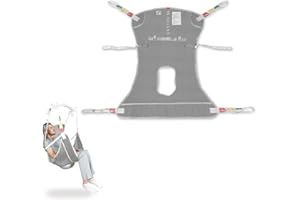 EZ Assistive Universal Full Body Patient Lift Sling with Commode Opening for Elderly & Disabled, Safe Working Load 500 lbs, Medium Grey