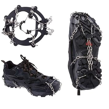 WADEO Schuhspikes Schuhkrallen mit 19 Zähnen, Steigeisen für Bergschuhe, Kieselgel Edelstahl Anti-Rutschen,Schneekette,Spikes