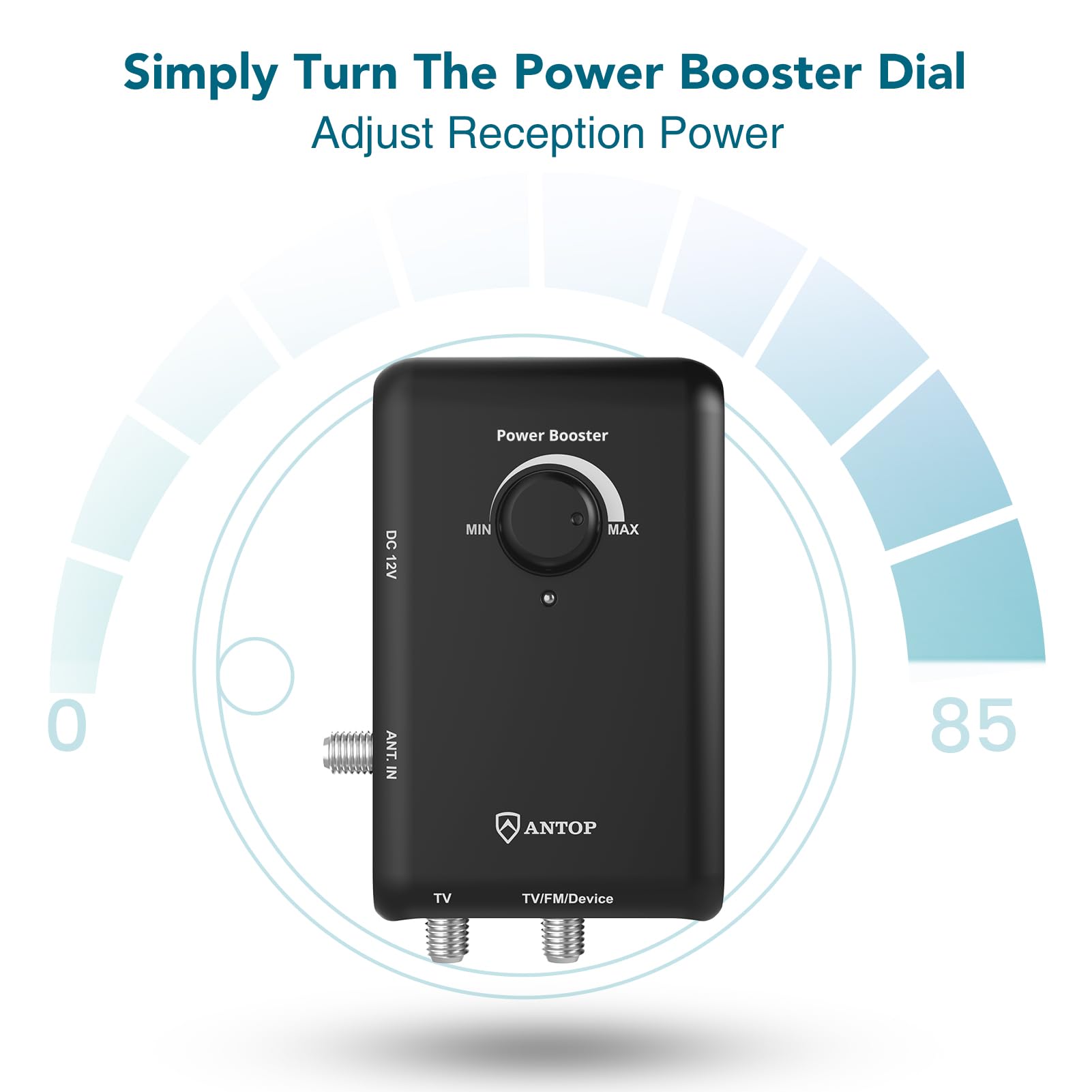 ANTOP AT-800SBS HD Smart Panel Antenna with Smart Boost System, VHF Enhanced Amplified Indoor Outdoor TV Antenna，Support 2TVs or A Second Device