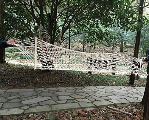 WXDC hammock Sleeping nets, hammocks, indoor cradles, chairs, nets, beds, outdoor adults, children, outdoor swinging rope, household hanging chairs,120 sticks [1 meters wide] Beige rope.