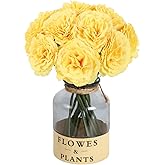 IPOPU Yellow Carnations Artificial Flowers 10PCS Small Faux Flowers 11.4" Fake Carnations Silk Flowers for Home Decor Indoor Easter Decorations Floral Arrangement (Yellow)
