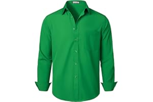 ZEROYAA Men's Regular Fit Dress Shirt Solid Wrinkle-Free Long Sleeve Casual Business Button Up Shirts with Pocket