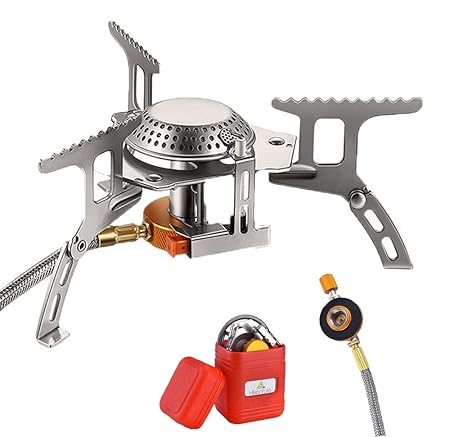 Hikenture Gaskocher mit Piezozündung, Gas Campingkocher für Coleman Primus All Schraubkartusche ! Adapter nicht nötig, Gasbre