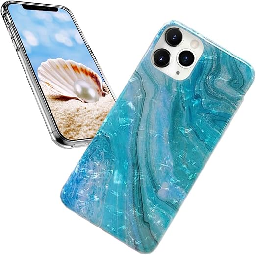 Amazon Com Cute Case For Iphone 12 Pro Max Case Asana Glitter Pearly Shell Luster Sparkle Bling Soft Tpu Thin Girly Girl Women Phone Cases Cover For Iphone 12 Promax 6 7 Inch Blue Teal Ocean