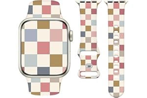 Watbro Cute Watch Band Compatible with Apple Watch Palka Dot and Checkered Strap for Women Man, Soft Silicone Compatible with