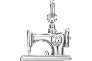 MORGAN & PAIGE .925 Sterling Silver Rhodium Plated Sewing Machine, Black Enamel Cow, and Turtle with Genuine Blue Sapphire Charm Pendants for Women - Hypoallergenic Jewelry for Her