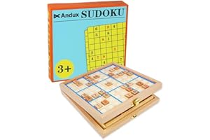 Andux Sudoku Board Box 3-in-1 Wooden Number Place Toy SD-03 (Blue)