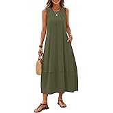 MEROKEETY Women's Summer Boho Maxi Dress 2026 Pleated Lace Hollow Out Beach Vacation Sundresses Sleeveless Tank Dress
