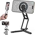 Magnetic Pocket Phone Tripod Foldable Compatible with Magsafe for iPhone 15/14/13/12 Plus Pro Max Series, Mini Cell Phone Tripod Mount Handle Smartphone Desk Stand Travel All in One