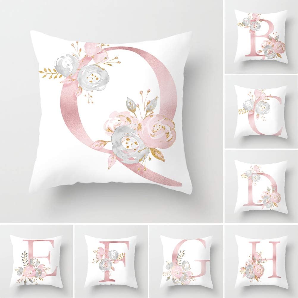 Tillskuch Throw Pillow Covers Decorative English Letters Floral Pillowcases Velvet Soft Cushion Cover White Pillow Protectors for Sofa Bedding Car and Home Decor (White Q)