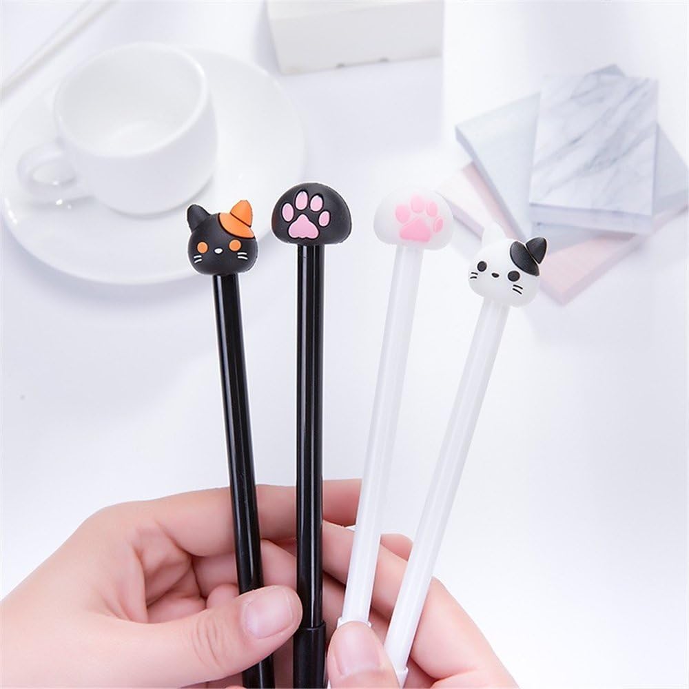 Cute Kawaii Cat and Cat's paw Shape Gel Ink Pens Japanese Stationery School Supplies (12 pcs/set)