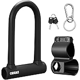 Corki Bike Lock Heavy Duty Anti Theft with Keys Bicycle U Lock | Hardened Steel, Soft Silicone Outside, Mounting Bracket Included, 17mm Shackle, For Ebike Electric Scooter Motorcycles