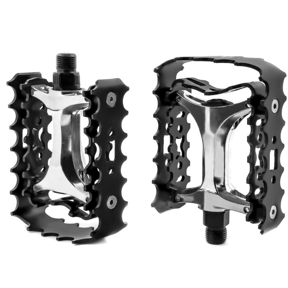 ZTZ 【UK STOCK】MTB Pedals Mountain Bike Pedals 9/16 Sealed Bearing,Aluminum Antiskid Durable Bicycle,Bike Platform Pedals Lightweight for BMX MTB (Black)