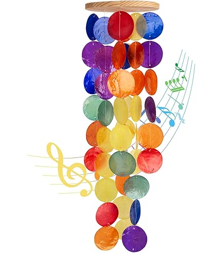 風鈴 woodstock chims capiz rainbow Capiz Waterfall - Rainbow