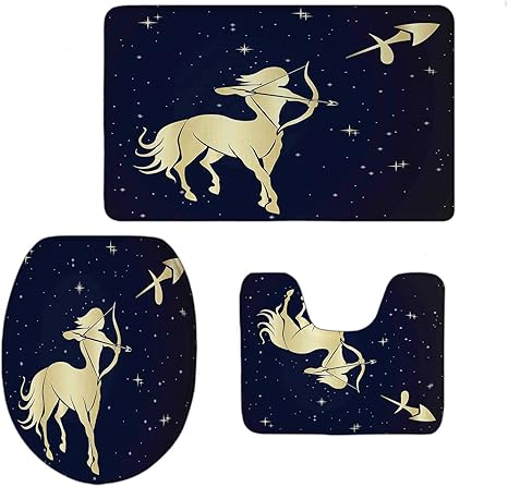 Amazon 干支射手座 3ピースバスラグセットバスルーム ケンタウロスの星座シルエットの星空 小 50x80cm トイレマット タンクカバー ホーム キッチン オンライン通販