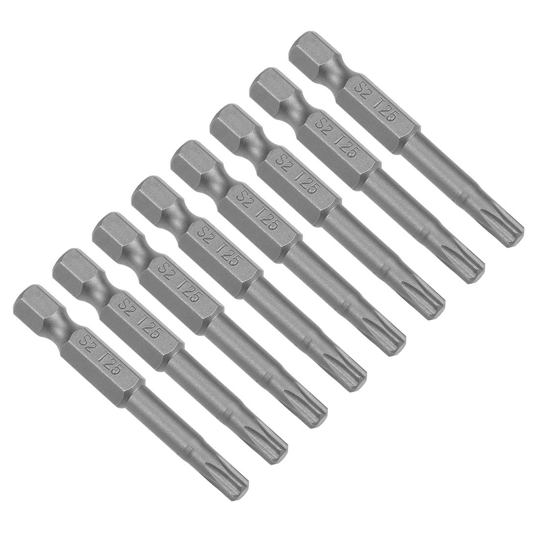 sourcing map 8 Pcs T25 Magnetic Torx Screwdriver Bits, 1/4 Inch Hex Shank 2-inch Length S2 Power Tool