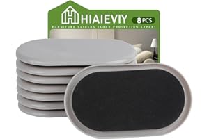 HIAIEVIY Sliders for Furniture on Carpet, 3-1/2" x 6" Heavy Furniture Sliders for Carpet, Reusable Sliders for Moving Furniture, Move & Protect Your Furniture Easily (8 Pack)
