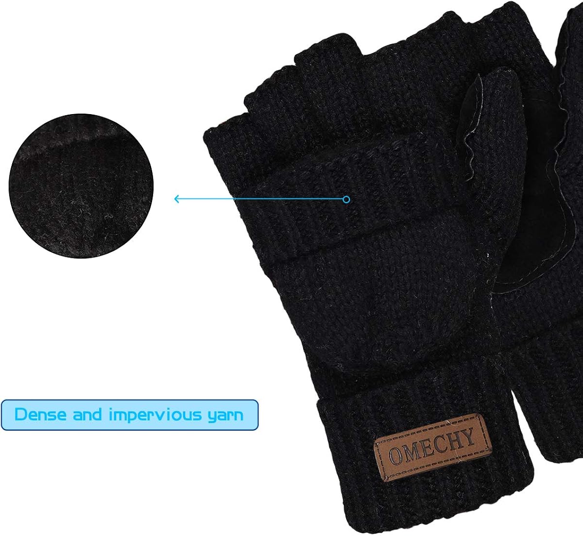OMECHY Winter Knitted Fingerless Gloves Thermal Insulation Warm Convertible Mittens Flap Cover for Men Women at  Women’s Clothing store