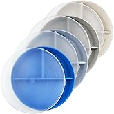 greenandlife 9 Inch 4PCS Divided Plates with Lids, Portion Control Plates for Kids Adults, Dishwasher Microwave Safe Compartment Plate, Unbreakable Lightweight Reusable Wheat Straw Plate, Blue