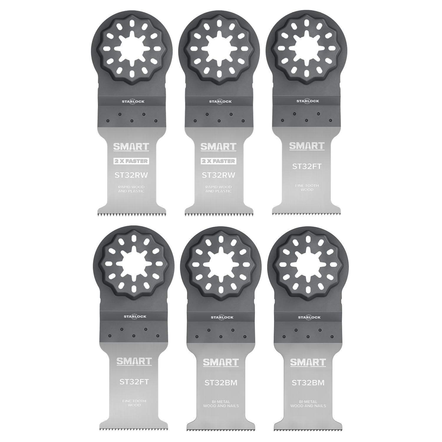 Smart 6 Piece Starlock Fitment Multi Tool Blade Set, 6 x Multitool Blades, ST6MAK