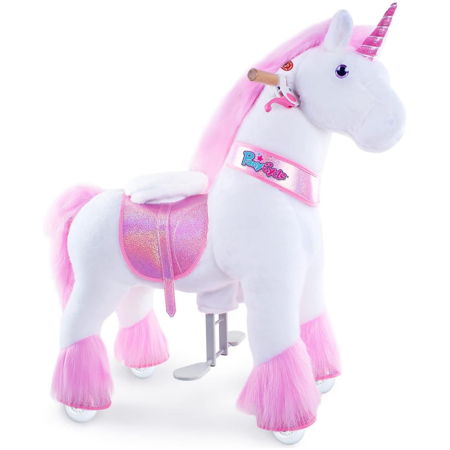 PonyCycle Official Classic U Series plush toy pink unicorn for children age 4 to 9, medium size U402