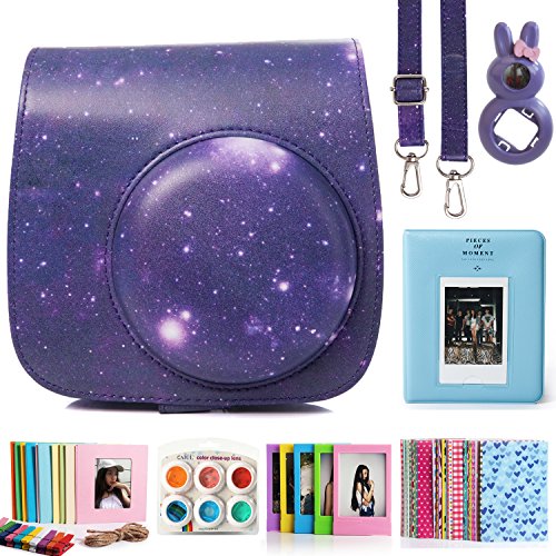 CAIUL Compatible Mini 8 Camera Case Bundle with Album, Filters & Other Accessories for Fujifilm Instax Mini 9 8 8+ (2nd Gen Galaxy, 7 Items)
