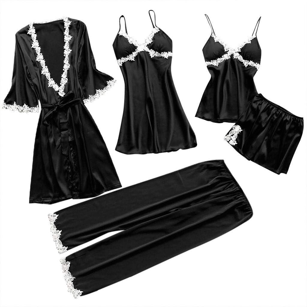 Women Sexy Lace Lingerie Nightwear Underwear Babydoll Sleepwear Dress 5PC Suit