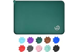 Juqiboom Silicone Waterproof Dog Cat Pet Feeding Mats, Non Slip, Easy Clean Pet Dog Cat Bowl Mats Placemat (18.5" x 11.5") Hunter Green