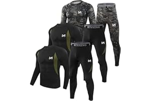 MEETYOO Thermal Underwear for Men 3 Sets Long Johns Fleece Lined Hunting Gear Bottom Top Set Base Layer Cold Weather