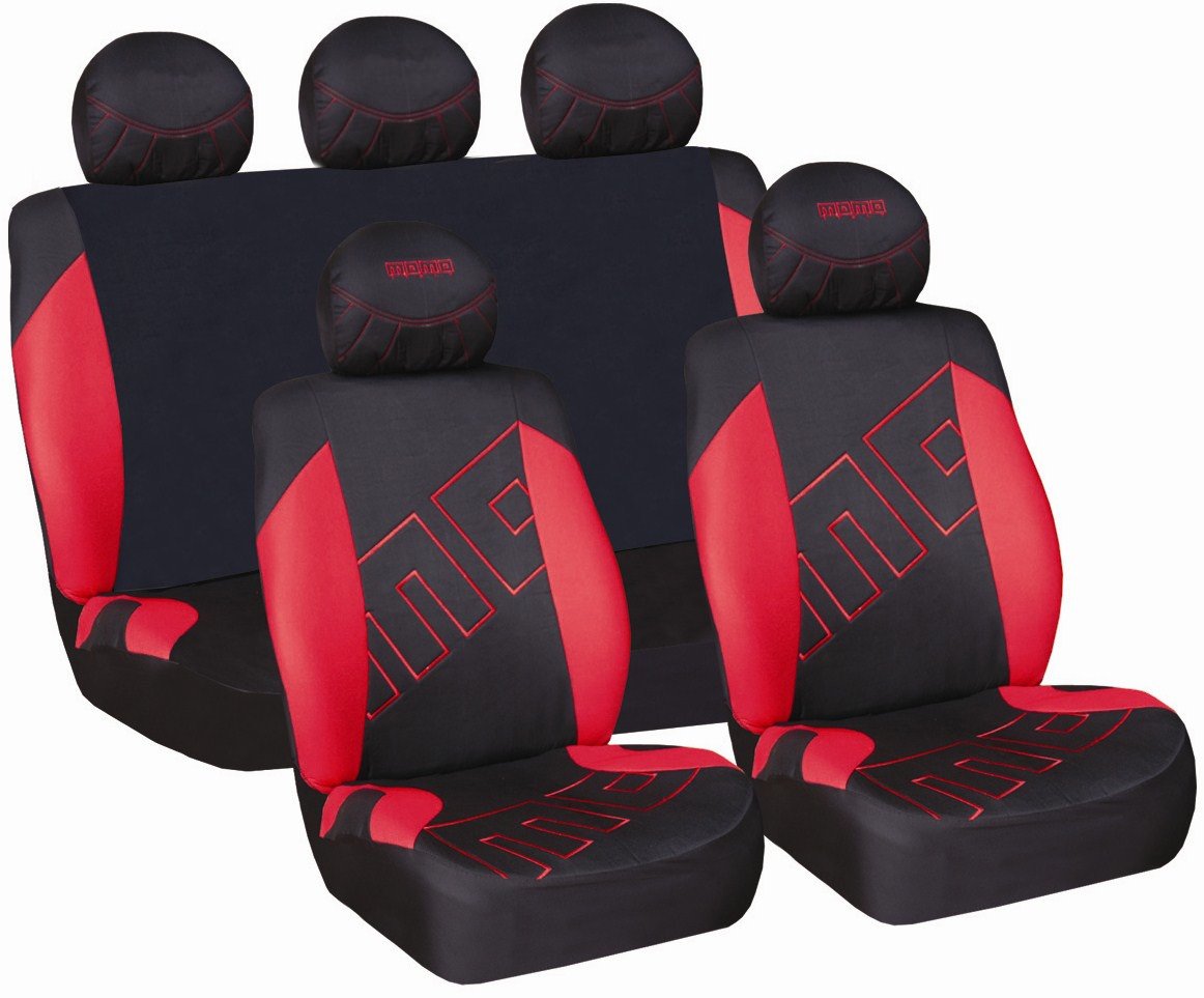 MOMO ITALY Universal Car Seat Covers Set BLACK & RED Amazon.co.uk Car