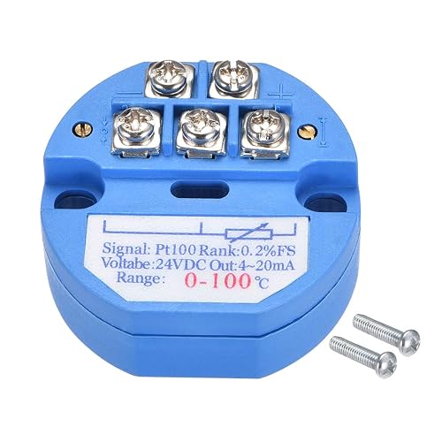 Ouman Transmitter uxcell PT100 Temperature Sensor Transmitter 24V DC 4-20mA 0℃ to 100℃ in ...