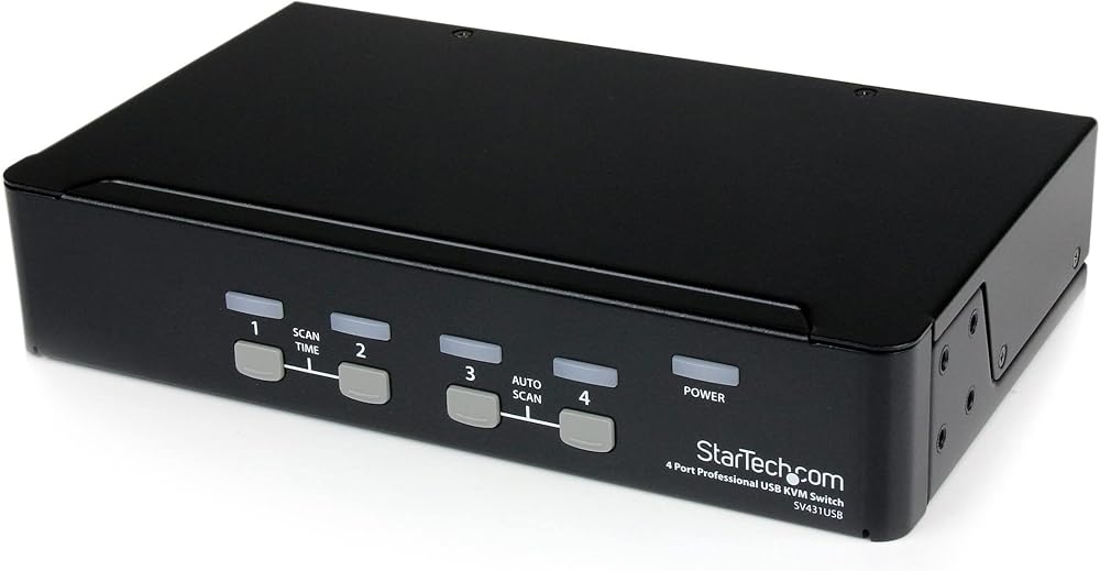 StarTech 4 Port VGA USB KVM Switch with Hub - 1U Rack Mountable SV431USB