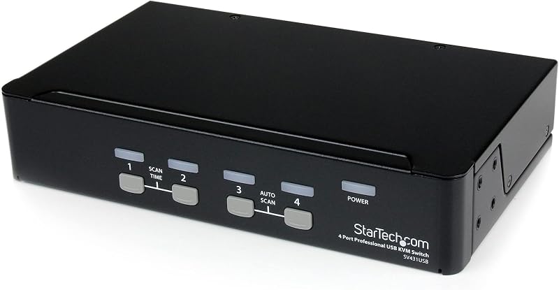 StarTech 4 Port VGA USB KVM Switch with Hub - 1U Rack Mountable SV431USB