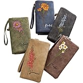 callie moment Personalized Wallets for Women – Custom Wallet with Watercolor Birth Flower & Name, PU Leather Tri-Fold Wristlet Wallet Women, Card Holder Birthday Anniversary Christmas Gift