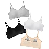 Nubofy Training Bras for Girls Wireless Teen Bras Lightly Padded Cotton Kids Bra Adjustable Straps Back