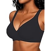 LetsJoli Women's Wireless Seamless Bras Deep V Push Up Bras Comfortable No Underwire Bralettes Supportive Plunge T Shirt Bra