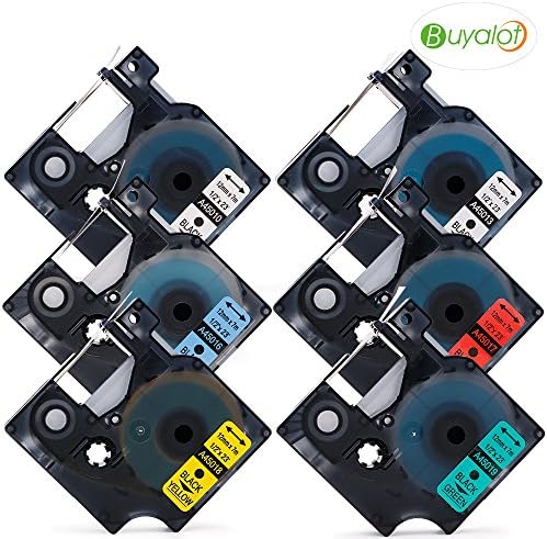 Buyalot Compatible 45010 45013 45016 45017 45018 45019 Tape Replacement for Dymo D1 Label Maker LabelManager 160 280 420P, 4-Pack, Color Set, 23 Feet
