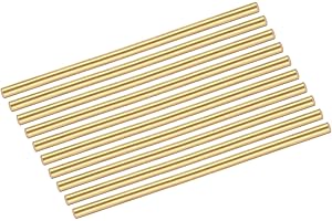 MECCANIXITY 12pcs Brass Rods (4mm) 3/16 Inch x (100mm) 4 Inch Brass Solid Round Stock Lathe Bar for Knife Handles Pin DIY Craft Model Plane