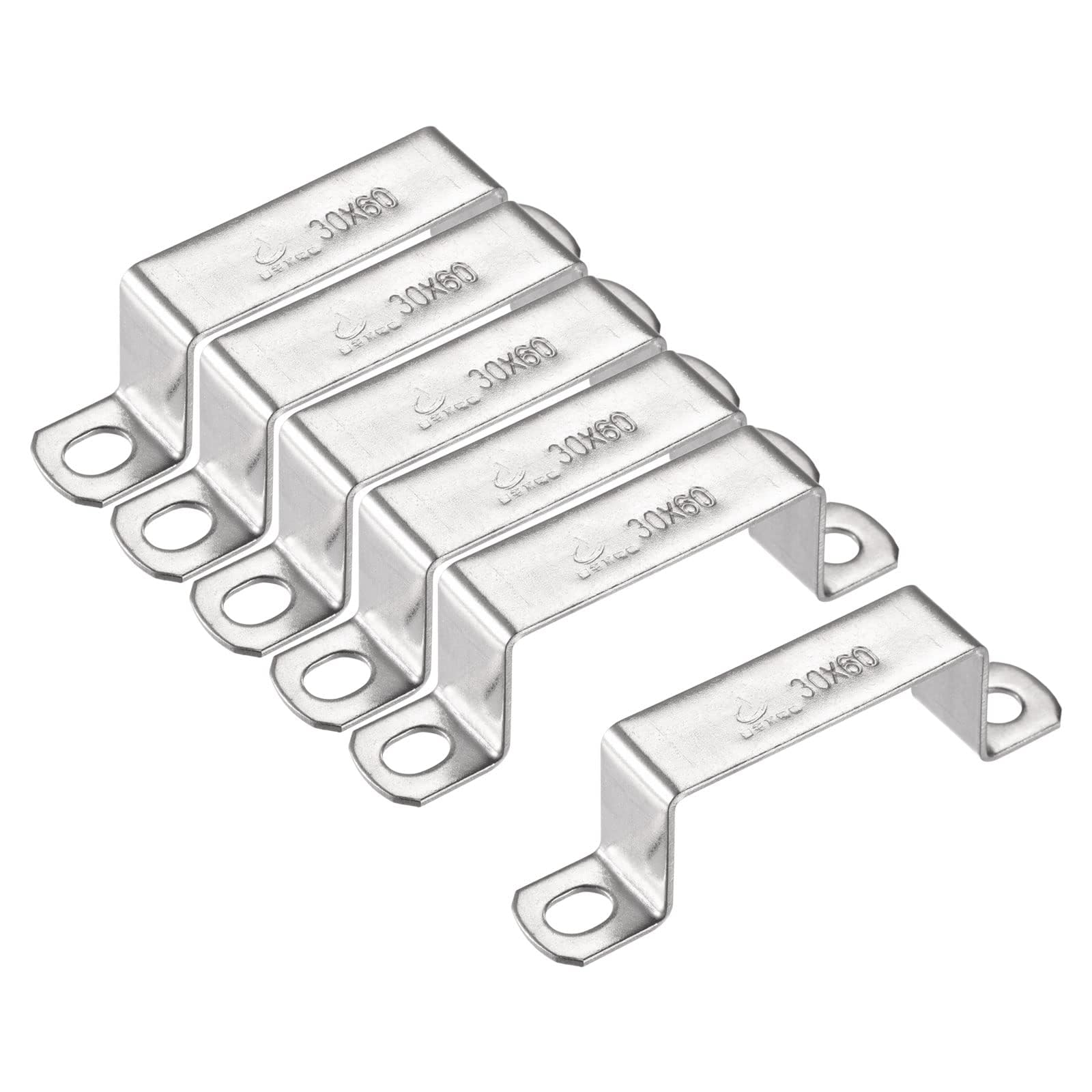 TA-VIGOR 6Pcs U Shaped Connector Bracket, 60mm x 30mm Stainless Steel Bracket Stainless Steel Pipe Clamp, Heavy Duty Conduit Clamps for Door Closed Bar Holder Strut, Pipe Tube Wire Fixing