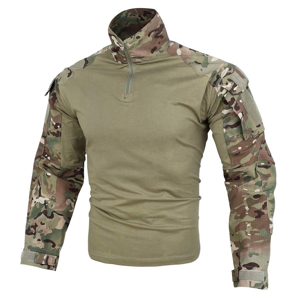 KRYDEX GEAR Combat Shirt G3 Tactical Shirt with Elbow Pads Rapid Assault Long Sleeve Shirt (MC,XXL)