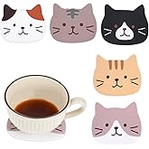 Elegaperma 5 Pcs Cat Coasters for Drinks, Coasters Cute Cats, Animal Coaster Cute Desk Mat for Mug Cup Table Protection Gift for Cats Lovers, Decor, Birthday, Christmas, Housewarming
