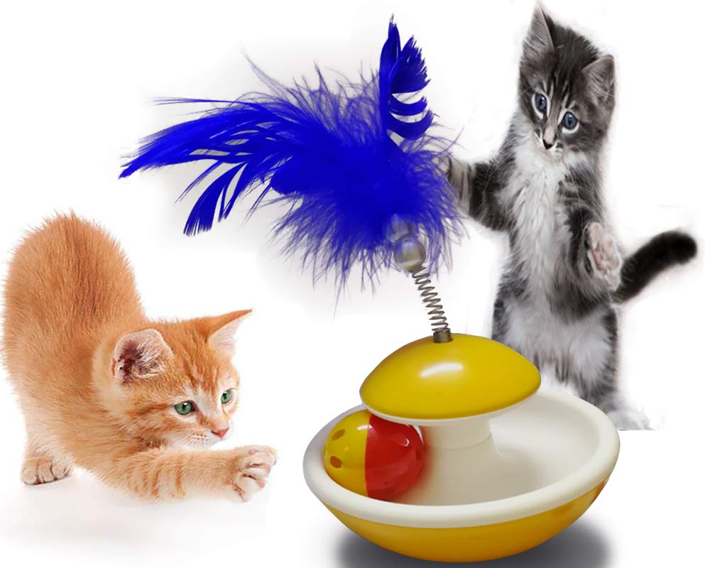 Briller Cat Tumbler Interactive Cat Toys PetSafe Indoor Tumbler Cat favourite Ball Toys for Cats of All Ages with Yellow Color