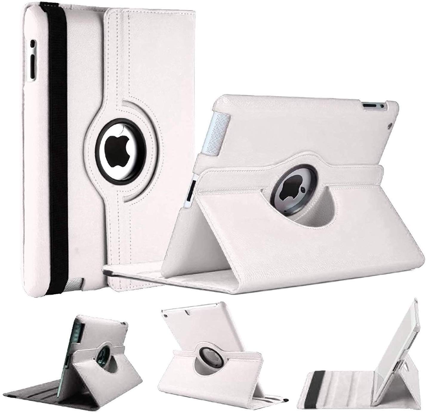 World biz Rotating Case for iPad Mini 5 Mini 4, iPad Mini5 (2019) iPad Mini4 (2015) 360 Degree Rotation Stand Shockproof Protective Cover With Auto Sleep Wake Function (White)