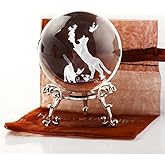 ZEERSHEE 60mm Crystal Ball with Stand - Laser Engraved Cat Sphere 3D Glass Ornament & Paperweight - Gifts for Cat Lovers