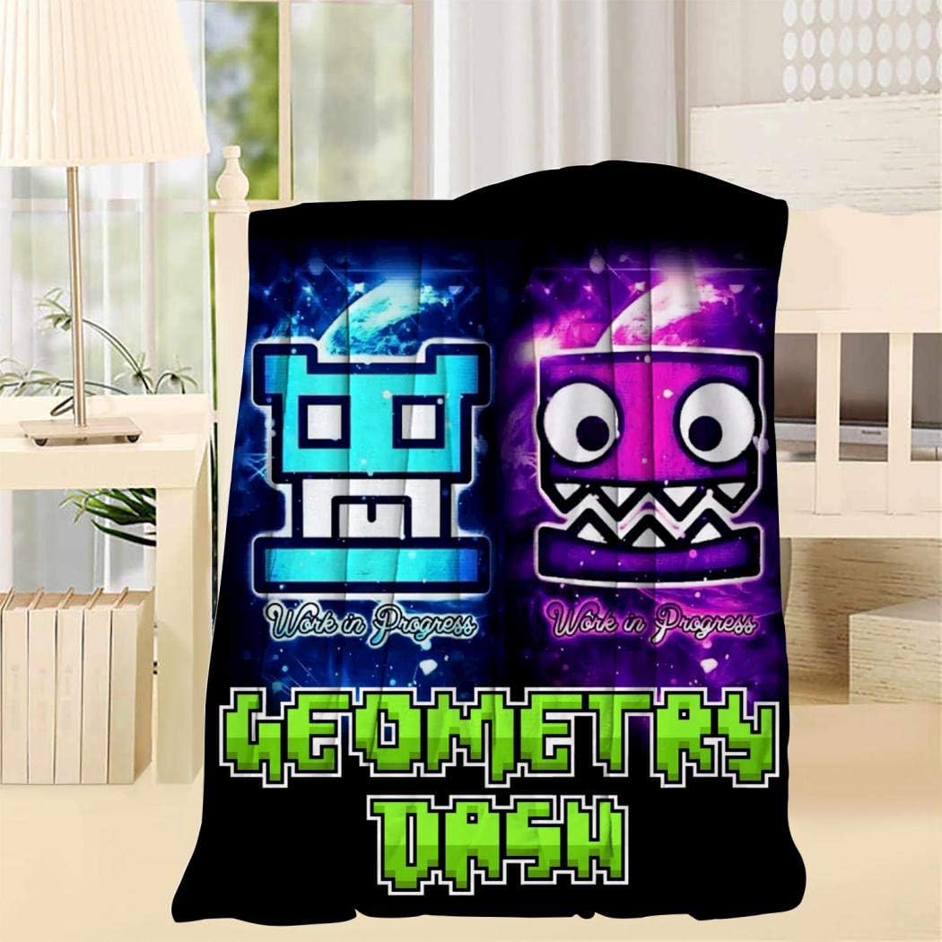 Pink Blue Cube Geo-metry Super Soft Blanket Fleece Throw Fuzzy Lightweight Cozy Plush Bedding Couch Home