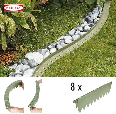 Rasenkante Comfort Kunststoff 8 Er Set Mit Rand Flexibel 10101 Amazon De Garten
