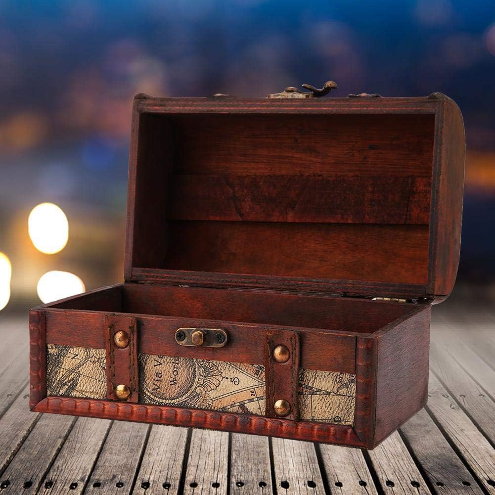 HEEPDD Vintage Wooden Treasure Chest Storage Box for Jewelry Organization Retro Trinket Box for Bracelets Earrings Necklaces 18x10x10.5cm - Image 5
