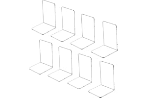 Lulonpon 8 Pieces Book Ends, Bookends, Book Ends for Shelves, Book Ends for Heavy Books, Clear Bookends, Acrylic Bookends for School, Library,Desktop Organizer and Book Shelves