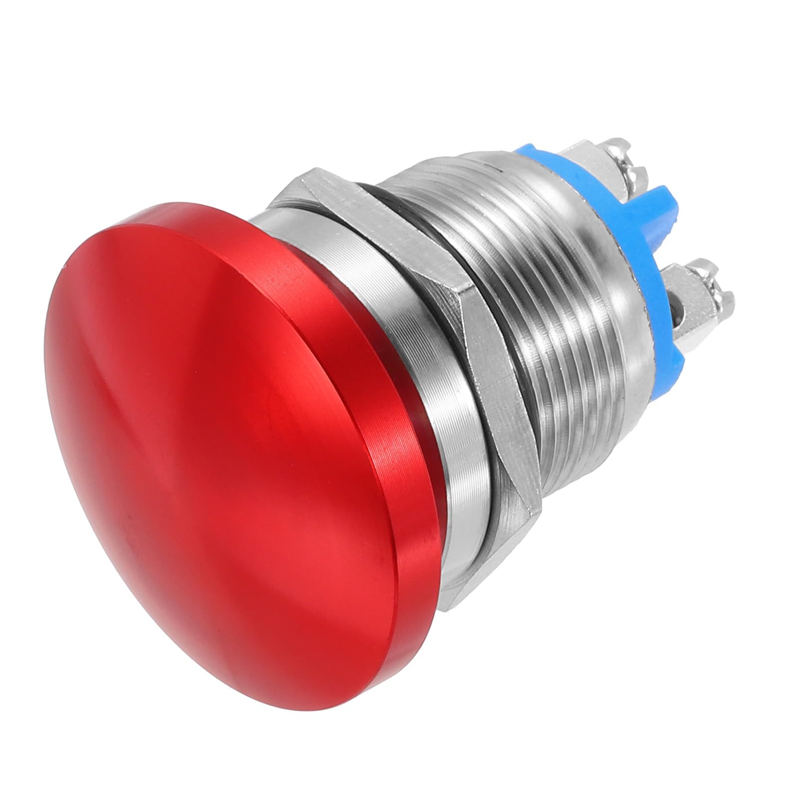 METALLIXITY 1PCS 5A 19MM 3/4" Momentary Mushroom Head Push Button Switch 12V 24V 120V 250V AC Black 1NO Waterproof IP65 SPST Domed Round Self-resetting Button